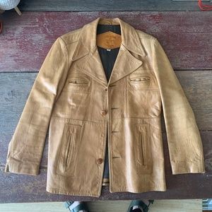 Vintage Men’s Tan Leather Jacket / Gary Gordon Outerwear /Size 44